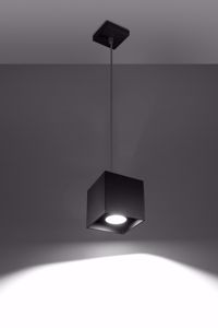 Lampada sospensione cubo nero per isola cucina moderna
