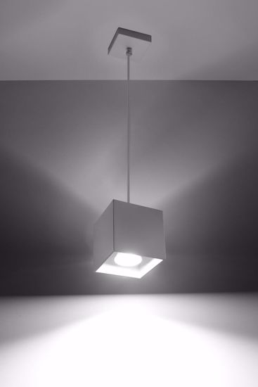 Lampadario pendente cubo metallo bianco per bancone cucina