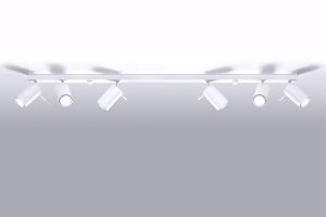 Plafoniera a binario bianca 6 spot luci orientabili per soggiorno cucina