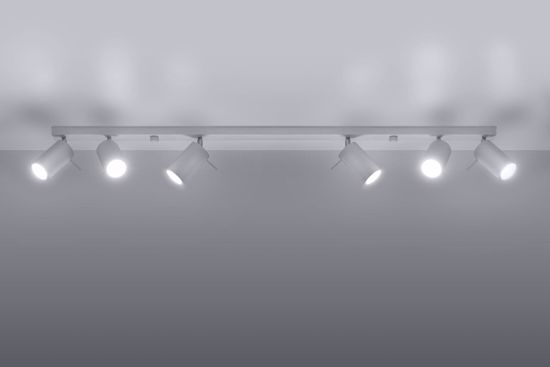 Plafoniera a binario bianca 6 spot luci orientabili per soggiorno cucina