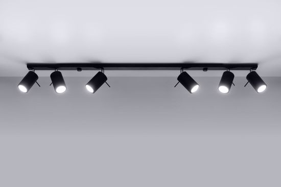 Plafoniera a binario 6 luci spot orientabili nera per soggiorno moderno