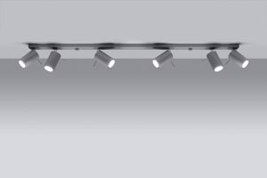 Plafoniera grigio per cucina soggiorno binario 6 luci faretti spot orientabili