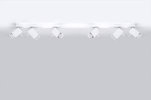 Plafoniera binario barra alluminio bianco 6 luci spot squadrati orientabili