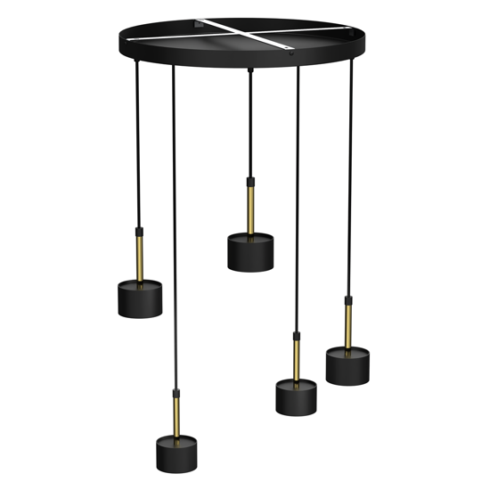Lampadario per soggiorno contemporaneo 5 luci sospensioni nero oro lucido
