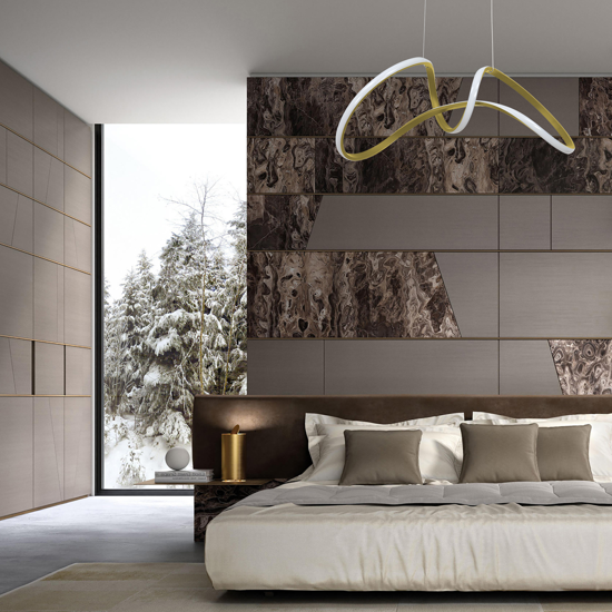 Lampadario design moderno fiocco oro led 48w 4000k per soggiorno