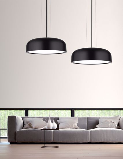 Lampadario cupola nera per tavolo cucina moderna