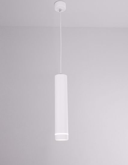 Lampadario pendente cilindro bianco luce singola per bancone cucina