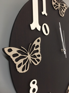 Orologio a parete moderno 30cm legno marrone farfalle