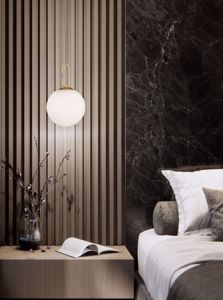 Lampadario oro sfera vetro per camera da letto contemporanea