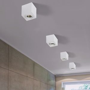 Faretto cubo da soffitto metallo bianco spot orientabile gu10 led