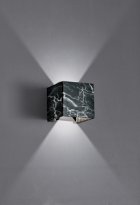 Applique led 13w 3000k cubo cemento effetto marmo nero ip65 fasci luce orientabili