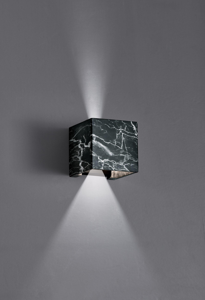 Applique led 13w 3000k cubo cemento effetto marmo nero ip65 fasci luce orientabili
