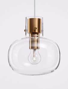 Lampada a sospensione minimalista boccia vetro metallo oro