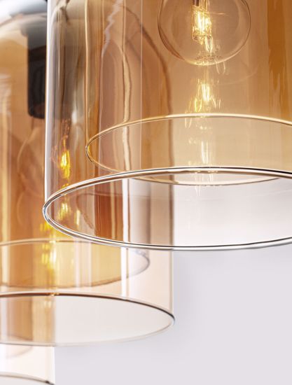 Lampadario da cucina moderno doppi vetri ambra