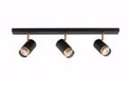 Spot barra con 3 faretti led gu10 nero oro orientabili da soffitto