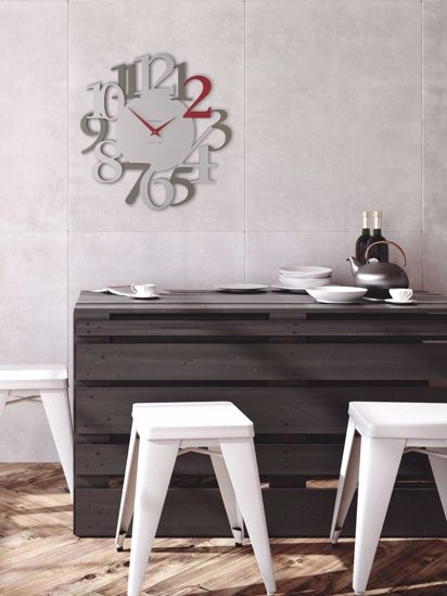 Orologio da parete legno rosso rubino grigio design moderno