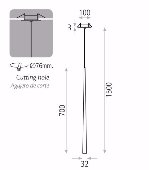 Lampada a sospensione cono da incasso 5w 3000k metallo bianco