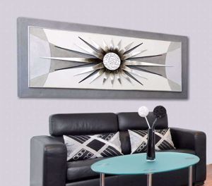 Quadro sole grigio antracite moderno 155x65 decorativo per soggiorno