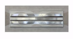 Quadro design decorativo materico argento 155x65 elegante per salotto