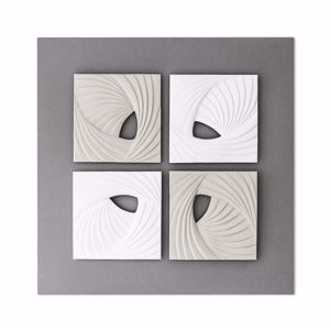 Quadro moderno scultura ceramica bianco avorio grigio 70x70 per soggiorno