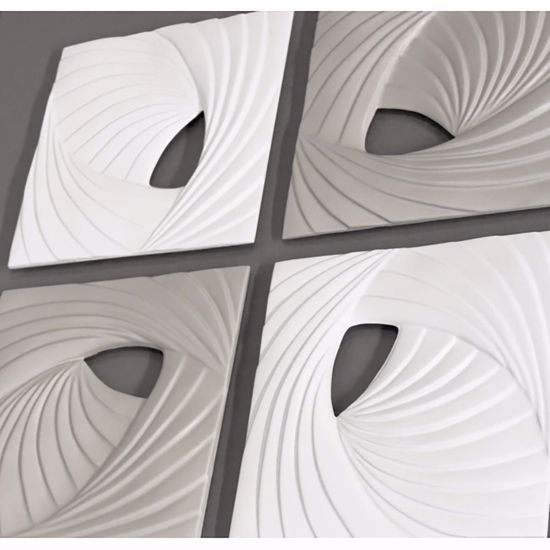 Quadro moderno scultura ceramica bianco avorio grigio 70x70 per soggiorno