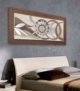 Quadro decorativo sole 120x60 marrone foglia argento per salotto