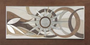 Quadro decorativo sole 120x60 marrone foglia argento per salotto