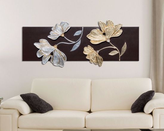 Quadro 150x61 tela fiori elevata qualità caffe decorato per salotto