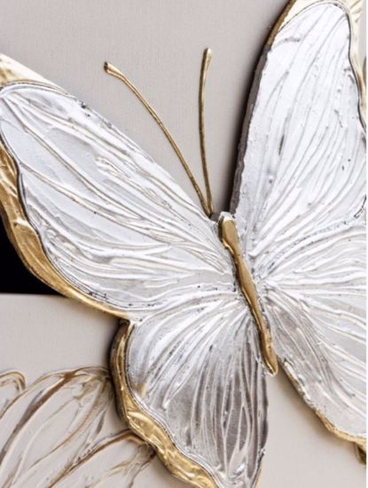 Quadro farfalle argento oro 197x67 moderno decorativo per soggiorno