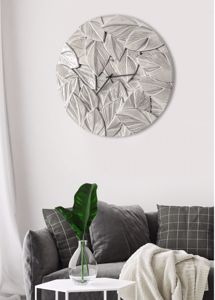 Orologio decorativo da parete foglie di ceramica grigio perla lucido