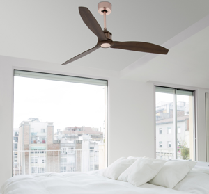 Ventilatore silenzioso da soffitto rame pale effetto legno con telecomando