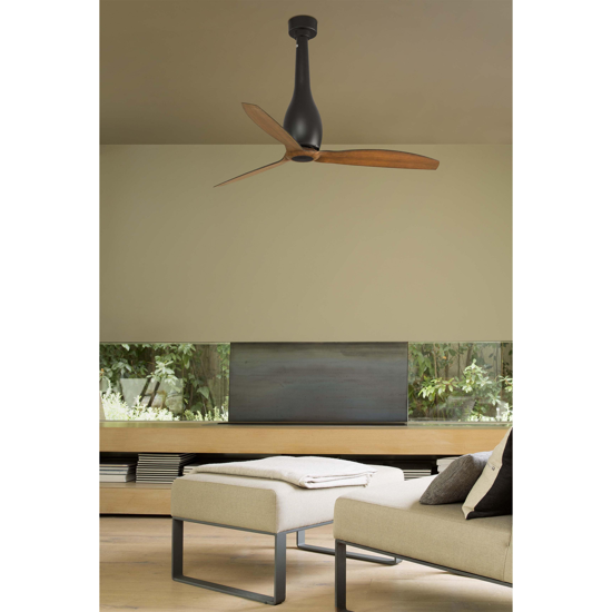 Ventilatore silenzioso design nero da soffitto a pale marrone con telecomando