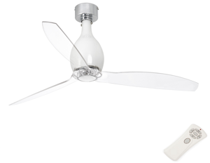 Ventilatore moderno con luce da soffitto vetro bianco opaco e telecomando