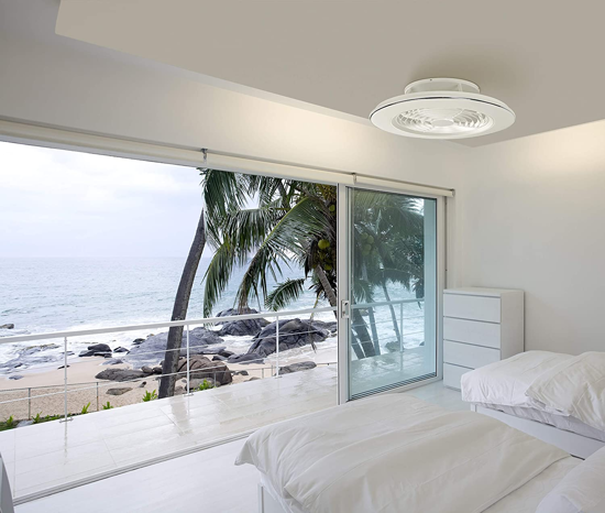 Ventilatore a soffitto design bianco moderno con telecomando e luce dimmerabile
