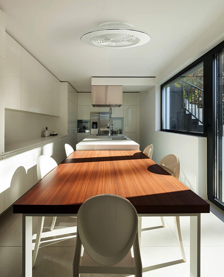 Ventilatore a soffitto design bianco moderno con telecomando e luce dimmerabile