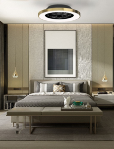 Ventilatore da soffitto design oro nero con luce dimmerabile e telecomando