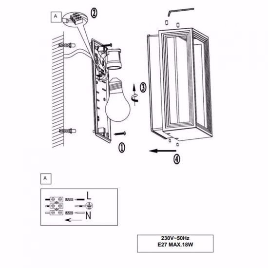 Applique da esterno antracite bianco rettangolare verticale orizzontale ip54