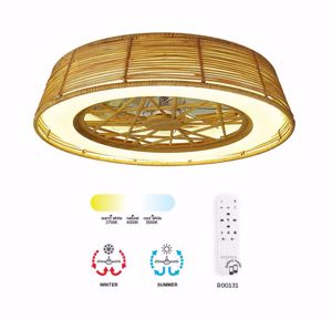 Ventilatore da soffitto per interno rattan con luce led integrata
