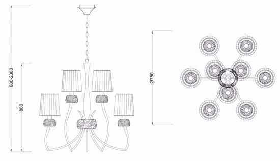 Lampadario per salone in stile contemporaneo 9 luci elegante per soffitti alti