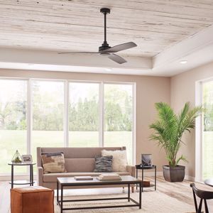 Ventilatore da soffitto tre pale effetto legno grigio antracite inverter