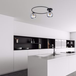 Plafoniera moderna design per cucina ingresso nera sfere vetro fume