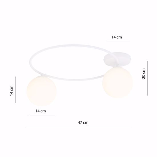 Plafoniera bianca moderna design originale per cucina due luci sfere vetro