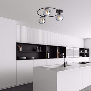 Plafoniera moderna per cucina soggiorno nera sfere vetro specchiato