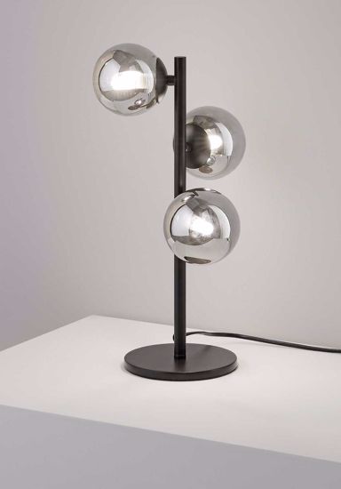 Ideal lux perlage tl3 lampada da tavolo tre luci sfere fume&apos; metallo nero
