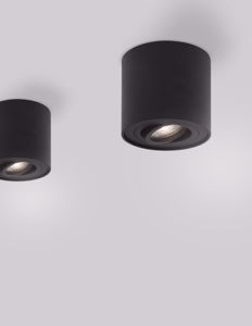 Faretto nero gu10 led da soffitto per interni luce orientabile
