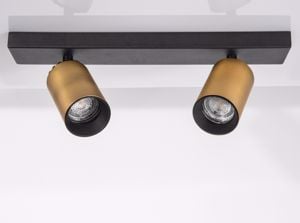 Spot da soffitto con 2 faretti led orientabili nero oro gu10