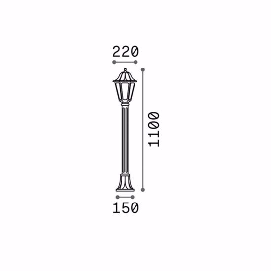 Dafne pt1 lampione alto 110cm da giardino classico lanterna nera ip55 per esterno ideal lux