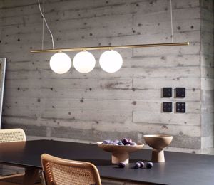 Ideal lux perline lampadario per soggiorno oro ottone 3 luci sfere bocce di vetro