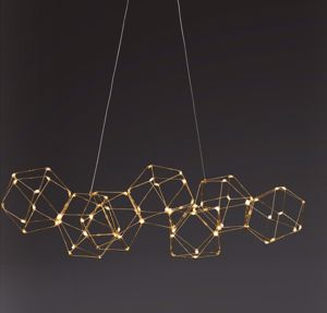 Lampadario oro lucido moderno design geometrico per soggiorno led 33w  3000k