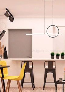 Lampadario nero moderno per soggiorno led 30w 3000k design minimal